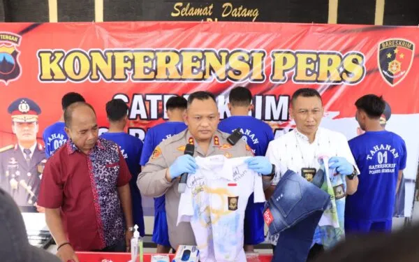 
 Konferensi Pers Polres Rembang Jawa Tengah saat Merilis Ungkap Kasus Pengeroyokan, Sabtu 13 Mei 2023. (Saibumi/Media Prioritas).