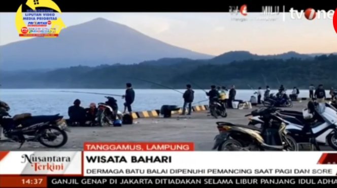 
 Tangkapan Layar Tayangan TV One Program Nusantara Terkini, Terkait Wisata Bahari Spot Mancing Dermaga Batu Balai Tanggamus. (Dok : Creative Media Prioritas).