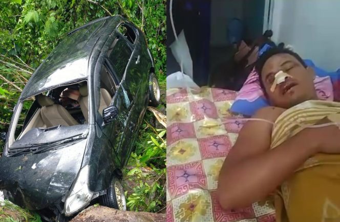 
 Kolase foto mobil xenia berplat B 1107 FKA berada di jurang Sirna Galih, Ulu Belu, Tanggamus, Selasa 26 Desember 2023 dan anak salah satu korban bernama Agus Wibowo di Klinik Bidan  Foto : Tangkapan Layar Video/Istimewa/Mustar Arifin/Media Prioritas Network.