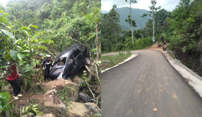 
 Kolase foto mobil xenia masuk jurang sekitar 50 meter dan jalan turunan diduga penyebab Vapor Lock pada Selasa 26 Desember 2023, siang. Foto : Polres Tanggamus/Mustar Arifin/Media Prioritas.