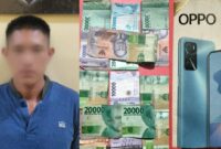 Kolase foto tersangka Ade Candra (22), warga Pekon Kunyayan Kecamatan Wonosobo Kabupaten, pelaku pemerasan dan perampasan berikut barang bukti yang ditangkap polisi, Rabu 31 Januari 2024, malam. Foto : Dok. Polres Tanggamus.