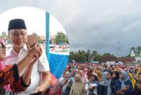 Seribuan jamaah menghadiri  pengajian akbar PAN dan Gus Miftah di lapangan Sridadi, Wonosobo, Tanggamus, Sabtu 3 Februari 2024. Foto : Edi Hidayat/Media Prioritastv.com.