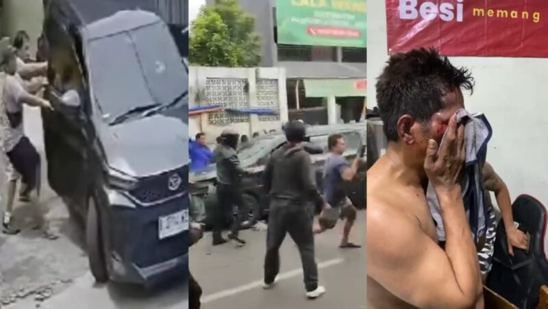 Kolase foto saat pelaku keluar perumahan, saat pengejaran dan saat diamankan di salah satu toko dekat lampu merah Jalan Raden Saleh, Empang, Bogor, Sabtu 3 Februari 2024. Foto : Tangkapan Layar Video/Dede Rusdi/Media Prioritastv.com.