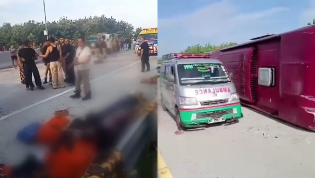 Kolase foto korban kecelakan di Tol Sragen dan ambulance yang membawa korban ke rumah sakit, Minggu, 4 Februari 2024. Foto : Tangkapan Layar/Faisal/Media Prioritastv.com.