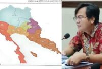 Kolase peta Kabupaten Tanggamus dan foto Ketua Umum Presidium Daerah Otonomi Baru Kabupaten Bandakh Lima, Siruaya Utamawan, Senin 5 Februari 2024. Foto : KPU Tanggamus/Syamsul Kheir/Media Prioritastv.com.