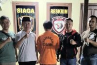 Tersangka pencuri pompa air di tugu pepadun Lampung Tengah yang diperlihatkan polisi usai ditangkap, Rabu 7 Februari 2024. Foto : Polres Lampung Tengah.