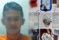 Tersangka selaku mantan suami korban dan barang bukti yang berhasil dimankan polisi bernilai Rp1,7 Milyar, Rabu 7 Februari 2024. Foto : Dok. Polsek Terbanggi Besar.