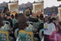 Kolase foto saat Cinderella berjoget dan saat tumbang dalam pelukan pria berambut pirang di hiburan orgen tunggal, Rabu 7 Februari 2024. Foto : Tangkapan Layar Video.