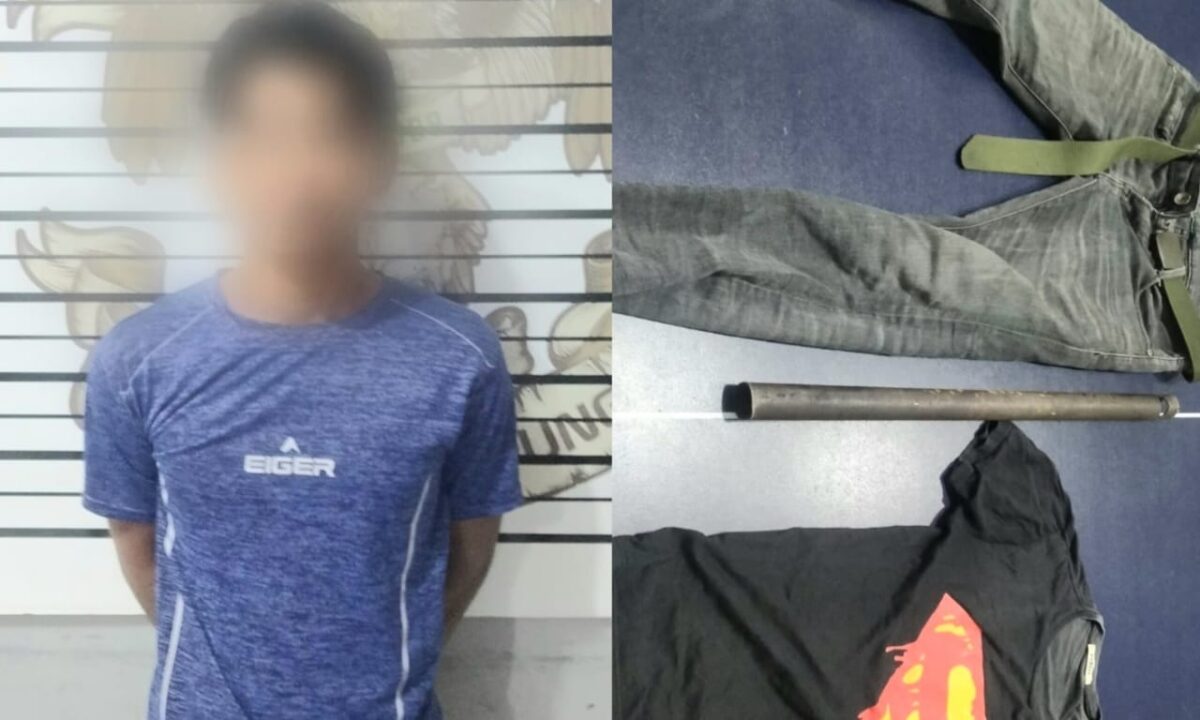 Tersangka MYA dan barang bukti yang digunakan saat melakukan penganiayaan ODGJ pada Rabu, 14 Februari 2024. Dok : Polresta Bandar Lampung.