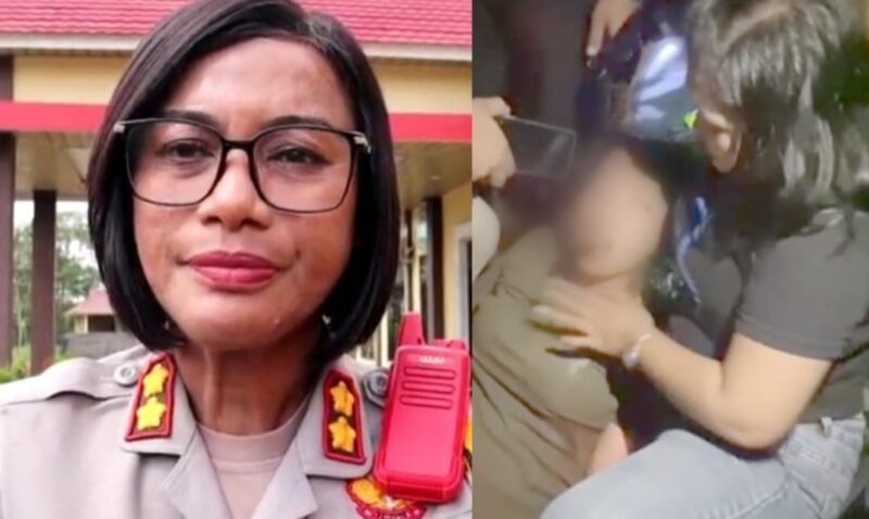 Kolase Foto Kapolres Pesawaran AKBP Maya dan tangkapan layar video detik-detik wanita diduga over dosis di orgen tunggal, Tegineneneng, Minggu 18 Februari 2024. Foto : Redaksi Media Prioritastv.com.