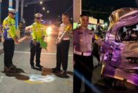 Kolase foto saat Kasat Lantas Polres Lampung Selatan, AKP R Manggala Agungsri Mahardjo saat melakukan olah TKP, Minggu 25 Februari 2024, malam. Foto : Dok. Istimewa.
