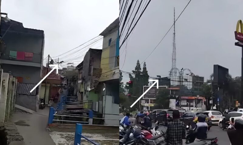 Kolase foto saat monyet liar turun di Kota Bandung, Rabu 28 Februari 2024. Foto : Tangkapan Layar.