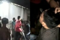Kolase foto saat warga berhasil menangkap satu pelaku dan saat pelaku nyaris jadi bulan-bulanan warga, Kamis 29 Februari 2024. Foto : Tangkapan Layar Video.