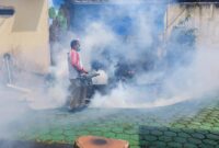 Fogging oleh Dinkes Tanggamus Cegah DBD di Area Polres Tanggamus, Kamis 29 Februari 2024. Foto : Herdi/Media Prioritastv.com.