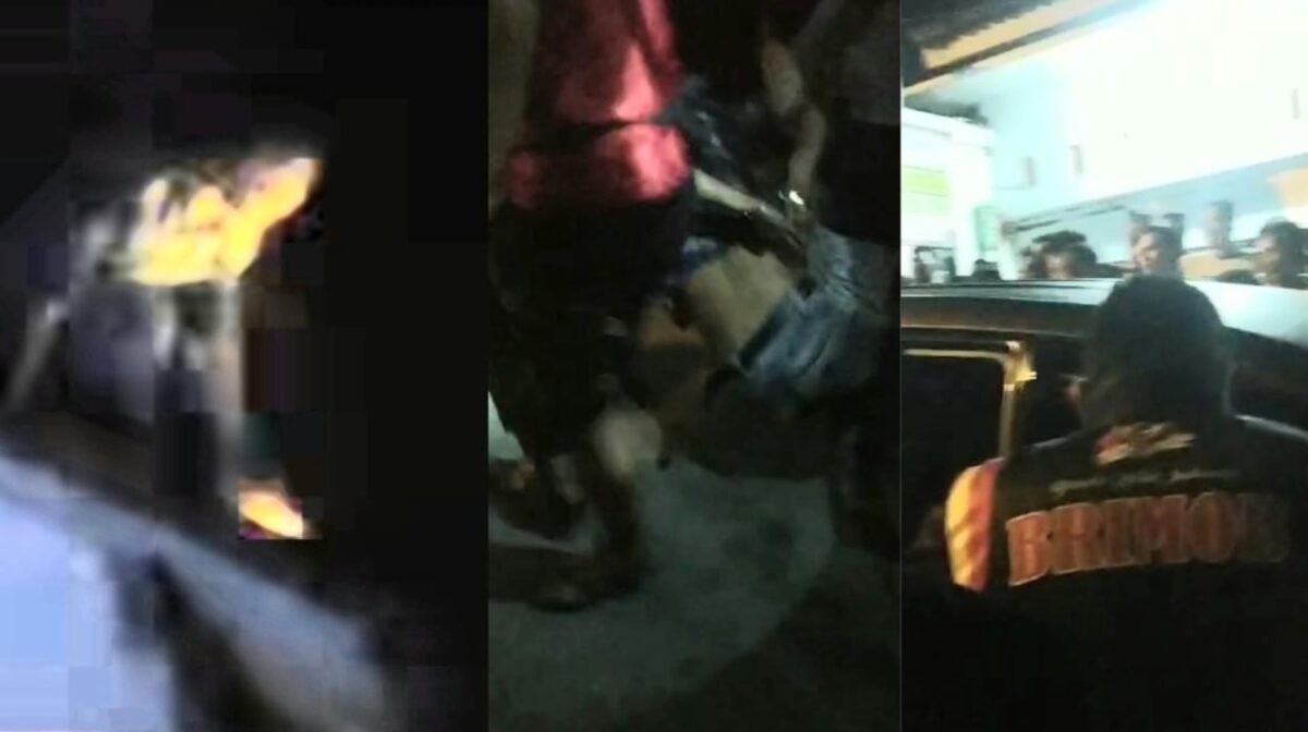 Kolase foto saat pelaku Curanmor kedua berada diatas atap sebelum dilumpuhkan dan saat berhasil ditangkap dan dimasukan ke dalam mobil petugas, Kamis 29 Februari 2024, malam. Foto : Tangkapan Layar Video.