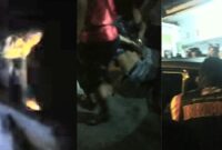 Kolase foto saat pelaku Curanmor kedua berada diatas atap sebelum dilumpuhkan dan saat berhasil ditangkap dan dimasukan ke dalam mobil petugas, Kamis 29 Februari 2024, malam. Foto : Tangkapan Layar Video.
