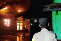 Kolase foto saat peristiwa kebakaran yang direkam warga dan saat polisi melakukan identifikasi TKP, Jumat 1 Maret 2024, malam. Foto : Tangkapan Layar/Asrul Ariski/Media Prioritastv.com.