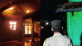 Kolase foto saat peristiwa kebakaran yang direkam warga dan saat polisi melakukan identifikasi TKP, Jumat 1 Maret 2024, malam. Foto : Tangkapan Layar/Asrul Ariski/Media Prioritastv.com.