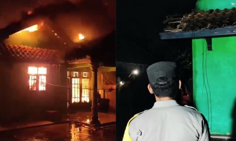 Kolase foto saat peristiwa kebakaran yang direkam warga dan saat polisi melakukan identifikasi TKP, Jumat 1 Maret 2024, malam. Foto : Tangkapan Layar/Asrul Ariski/Media Prioritastv.com.