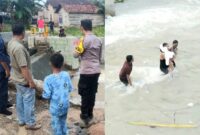 Kolase foto saat petugas dan saksi memeriksa TKP, serta proses evakuasi jasad Aqil Al Hafiz usai ditemukan warga, Senin 4 Maret 2024. Foto : Tangkapan Layar/Samuel/Media Prioritastv.com.