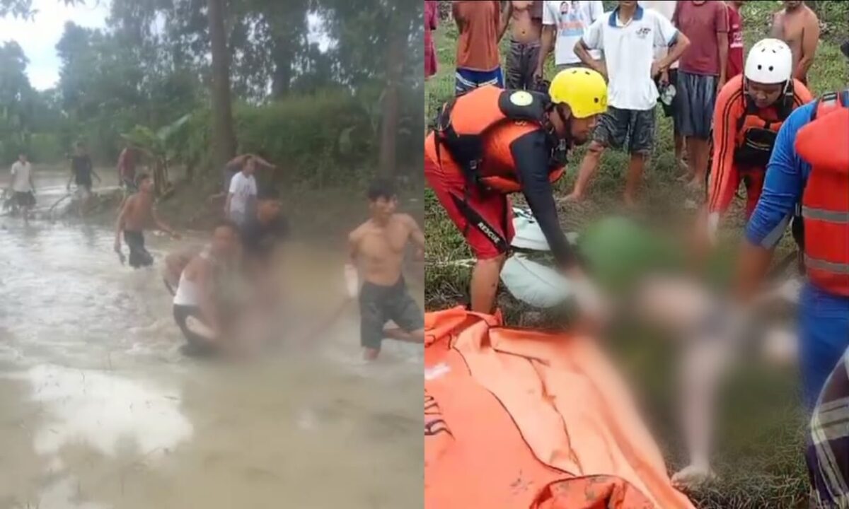 Kolase foto saat warga evakuasi korban dan saat tim SAR gabungan tiba di lokasi titik evakuasi, Selasa 5 Maret 2024. Foto : Tangkapan Layar Video.