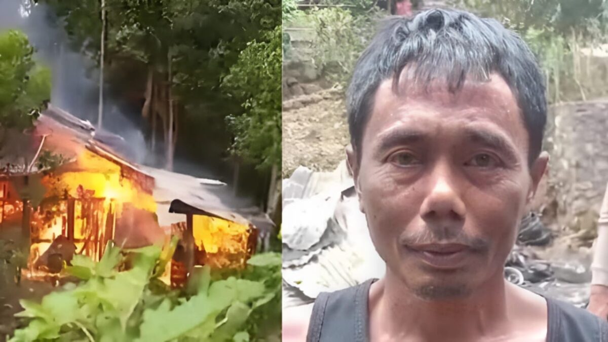 Kolase foto saat peristiwa kebakaran yang diabadikan warga dan saat Zakaria selaku kakak korban saat memberikan keterangan kepada Media Prioritastv.com, Sabtu 9 Maret 2024, siang. Foto : Herdi/Media Prioritastv.com.
