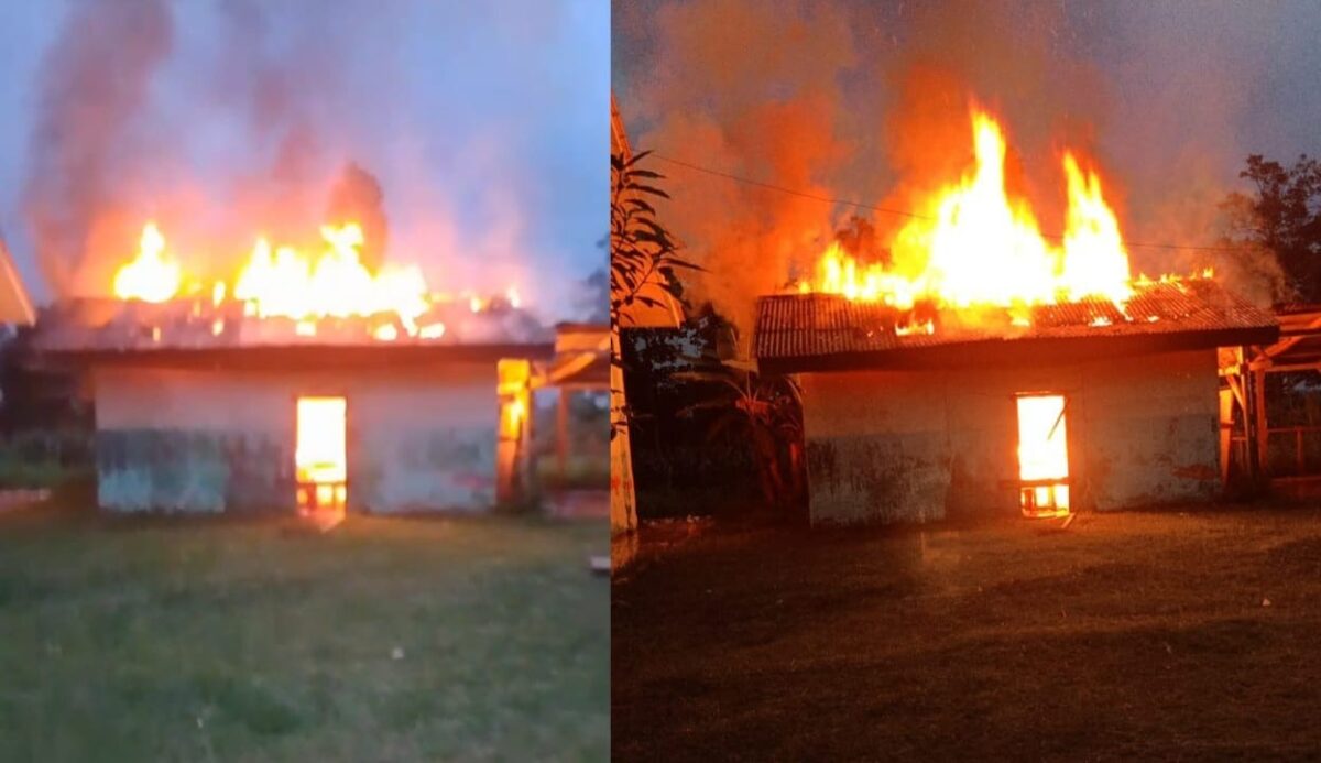 Kolase foto saat awal kebakaran dan api terus berkobar hingga petang sebelum pihak Damkar datang ke lokasi, Selasa 12 Maret 2024. Foto : Tangkapan Layar Video.