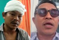 Kolase foto korban serangan harimau di Suoh, Lampung Barat dan Parosil Mabsus saat melakukan video call kepada Samanan, Selasa 12 Maret 2024. Foto : Kamto Winendra/Media Prioritastv.com.