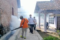 Fogging DBD di Pekon Gunung Doh, Kecamatan Bandar Negeri Semuong, Jumat 1 Maret 2024. Foto : Edi Hidayat/Media Prioritastv.com.