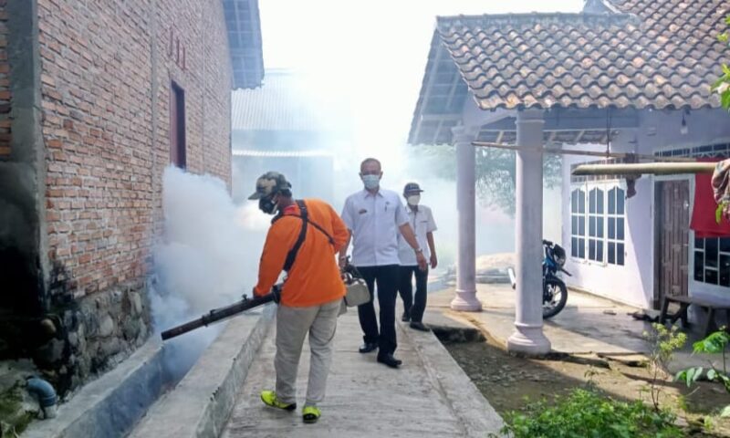 Fogging DBD di Pekon Gunung Doh, Kecamatan Bandar Negeri Semuong, Jumat 1 Maret 2024. Foto : Edi Hidayat/Media Prioritastv.com.