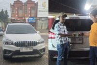 Kolase foto mobil suzuki sx-4 yang terparkir viral terparkirkan di Klinik Husada Talang Padang dan saat pemilik melapor ke Polsek Talang Padang, Kamis 14 Maret 2024. Foto : Asrul Ariski/Media Prioritatv.com.