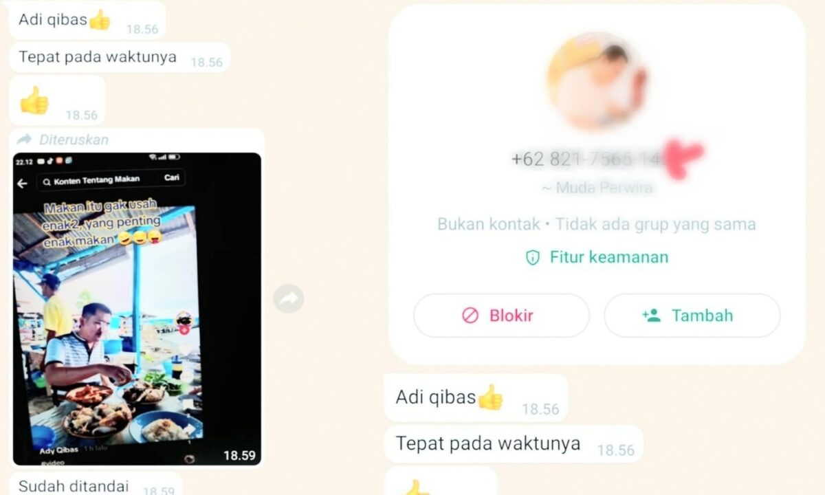 Tangkapan layar ancaman kepada wartawan tanggamus. Foto : Ady (AWPI).