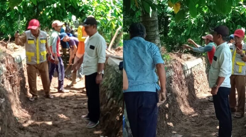 Pemeriksaan Perbaikan Irigasi ke Area Pesawahan di Pekon Gunung Doh, Tanggamus, Senin 18 Maret 2024. Foto : Edi Hidayat/Media Prioritastv.com.
