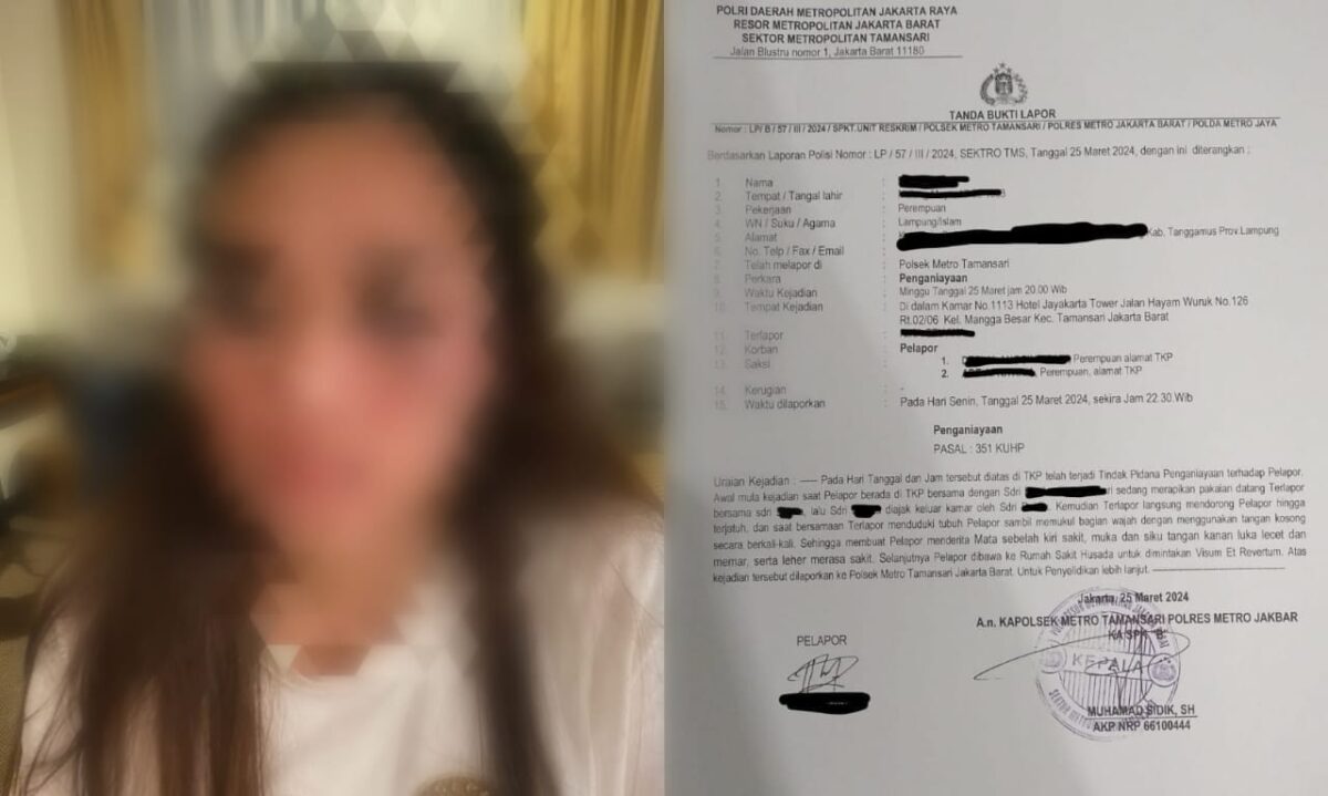 Kolase foto korban RY yang mengalami luka dan tanda bukti laporan korban ke Polsek Tamansari, Jakarta Barat, Senin 25 Maret 2024, malam. Foto : Ubay/Media Prioritastv.com.