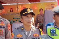 Kapospam Terbaya, Kota Agung Ipda Tri Wijayanto saat Memberikan Keterangan Pers di Pospam setempat, Senin 8 April 2024. Foto : Herdi/Media Prioritastv.com.