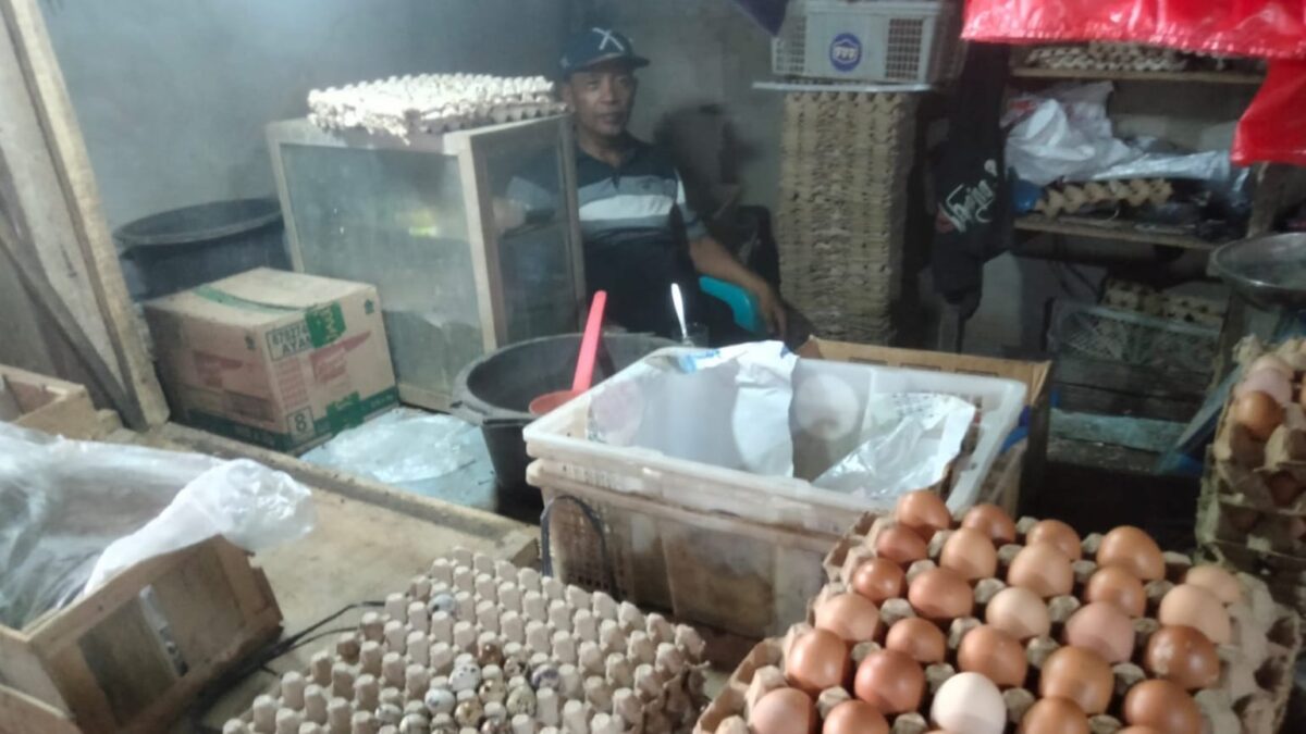 Pedagang di Pasar Sarinongko Pringsewu, Selasa 9 April 2024. Foto : Samuel/Media Prioritastv.com.
