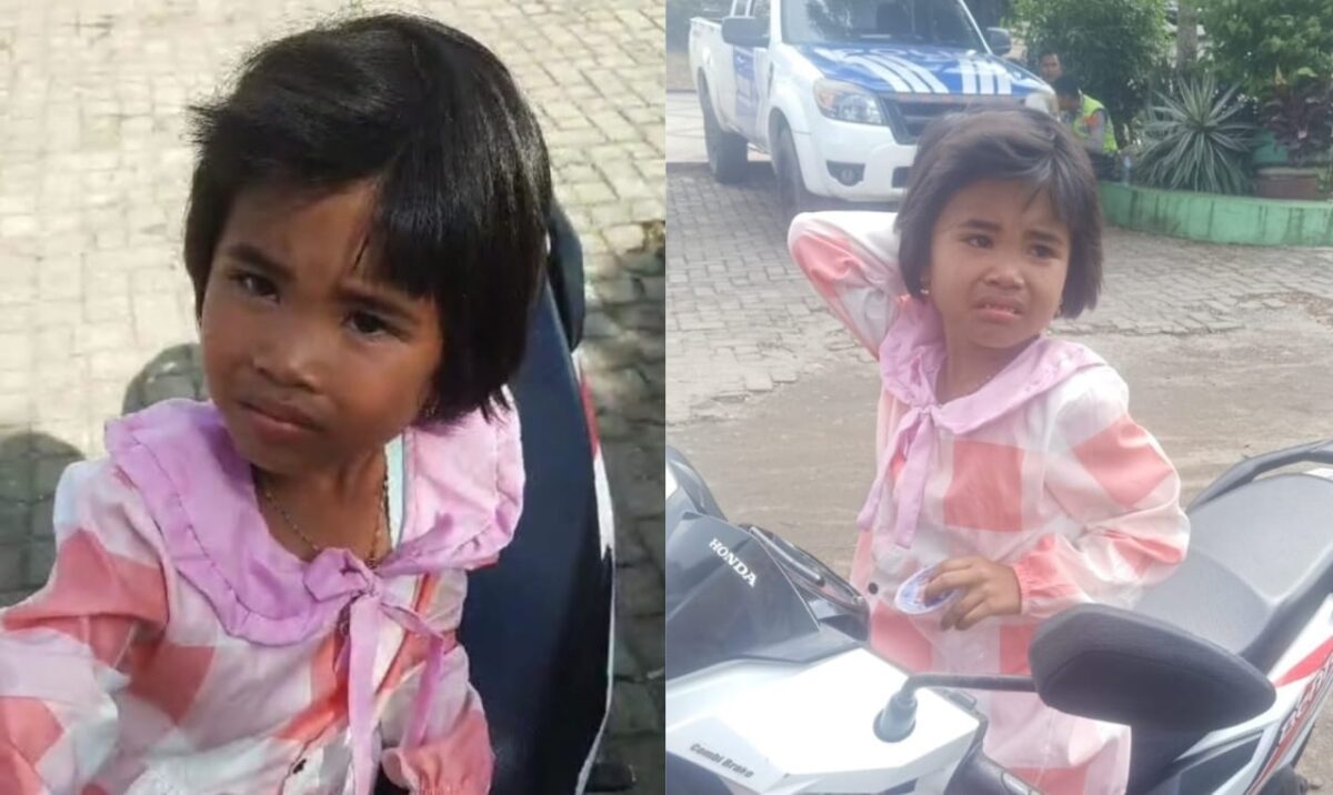 Kolase foto anak perempuan terlantar dan kini berada di Pos Pelayanan di Rest Area Gisting, Tanggamus, Kamis 11 April 2024. Foto : Tangkapan Layar.