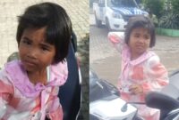 Kolase foto anak perempuan terlantar dan kini berada di Pos Pelayanan di Rest Area Gisting, Tanggamus, Kamis 11 April 2024. Foto : Tangkapan Layar.