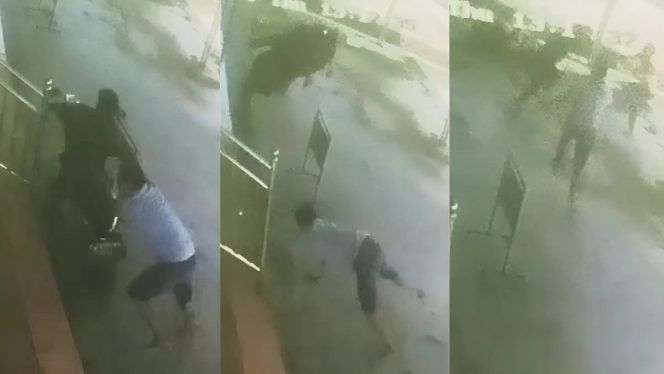 
 Kolase foto detik-detik seorang warga terekam CCTV saat menggalkan aksi pencurian motor di halaman masjid Teba, Kota Agung Timur, Tanggamus Kamis 11 April 2024. Foto : Tangkapan Layar.