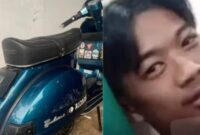 Kolase Foto Vespa yang Dibawa Kabur dan Foto Pelaku Diduga Warga Tanggamus. Foto : Facebook Neng Halifah.
