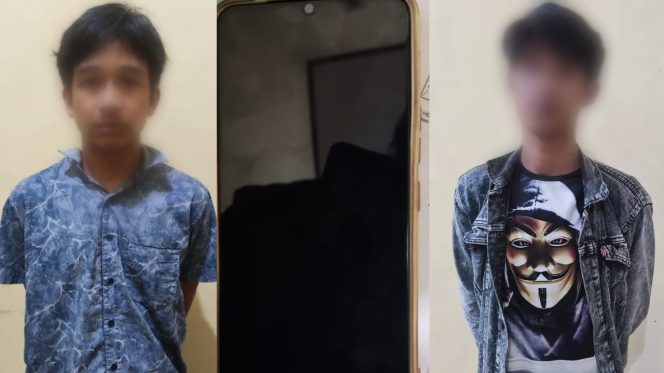 
 Kolase foto tersangka pembobol warung, barang bukti handphone dan tersangka penadahan kasus Curat di Kapuran, Pasar Madang, Tanggamus, Minggu 14 April 2024. Foto : Polres Tanggamus.