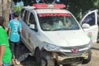 Ambulan Pekon Tanjung Agung, Pugung, Tanggamus Usai Terlibat Kecelakaan di Fajaresuk, Pringsewu, Senin 22 April 2024. Foto : Tangkapan Layar Video.