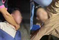 Kedua Terduga Pelaku saat Ditangkap Massa di Pekon Dadapan, Sumberejo, Tanggamus, Jumat 26 April 2024, malam. Foto : Tangkapan Layar Video.