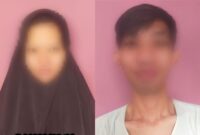 Kedua Pelaku Pembuangan Bayi saat Diamankan di Polres Tanggamus,  Foto : Humas Polres Tanggamus 