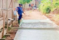 Jalan Rabat Beton di Dusun V yang Dibangun Menggunakan Dana Desa Tahun 2024 di Pekon Sukoharjo 1. Foto : Agus Yulianto 
