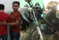 Kolase Foto Tersangka RWS dan Dua Sepeda Motor Yang Berhasil Disita Polisi saat Penangkapan Pelaku Curanmor, Kamis 9 Mei 2024. Foto : Polres Tanggamus.