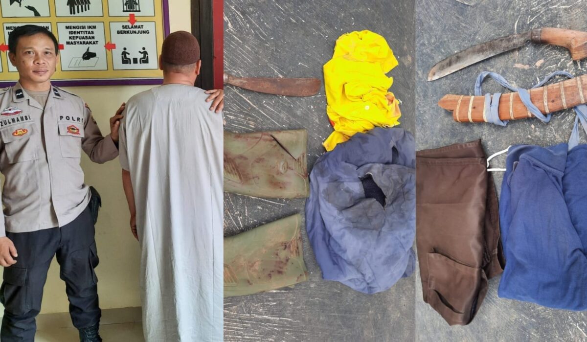 Kolase Foto Tersangka AM alias Rudi dan Barang Bukti Yang Diamankan Pihak Kepolisian, Sabtu 11 Mei 2024. Foto : Polres Tanggamus.