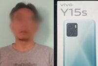 Pelaku AS dan Barang Bukti yang Diamankan Polsek Pugung, Jumat 17 Mei 2024. Foto : Polres Tanggamus.
