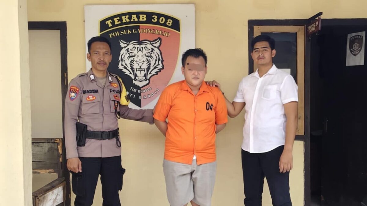 Aldi Oktaviano DPO Pelaku Pencurian Tabung Gas saat Diamankan di Polsek Gadingrejo. Foto : Polsek Gadingrejo.