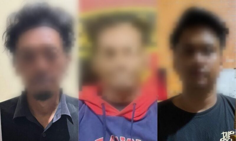 Tiga Tersangka Ormas Panbers Yang Ditangkap Polres Lampung Tengah, Minggu 9 Juni 2024. Foto : Humas Polda Lampung.